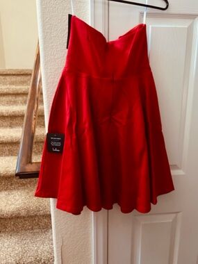 Lulu's Bright Red Strapless Fit & Flare Dress